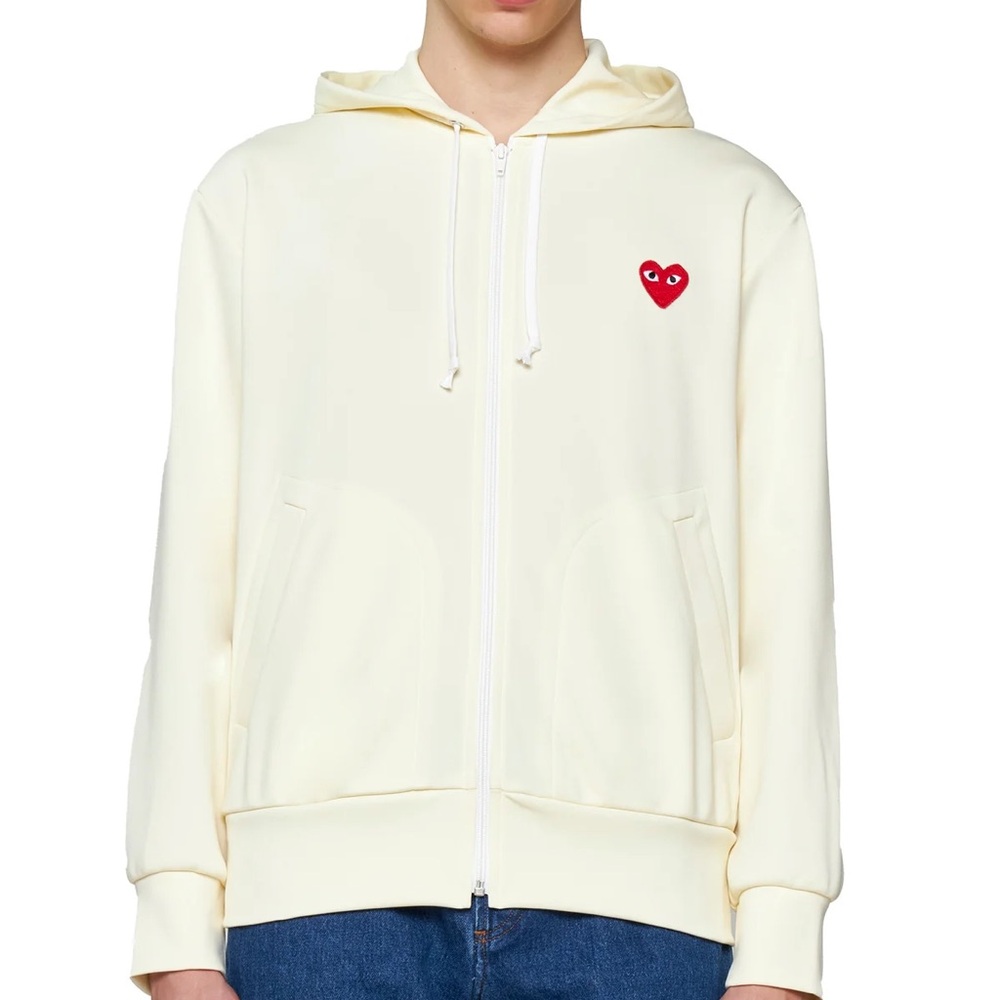 COMME DES GARCONS PLAY
Zip Poly Hoodie with Red Emblem Heart

NWOT